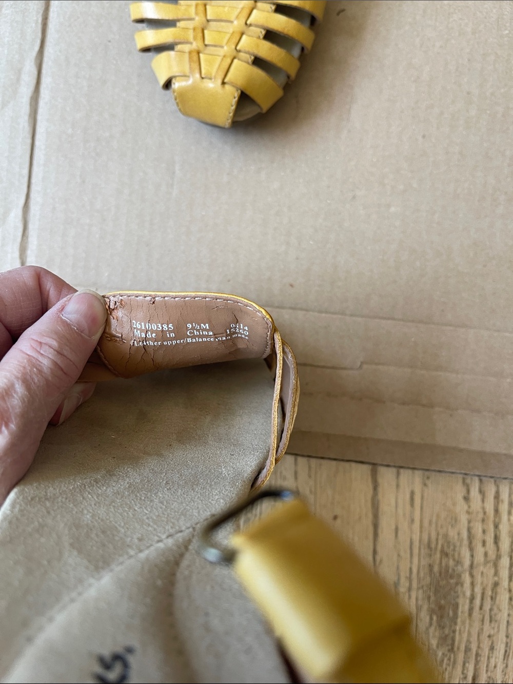 Clarks Yellow Woven Leather Ankle-Strap Sandals - Picture 2 of 6